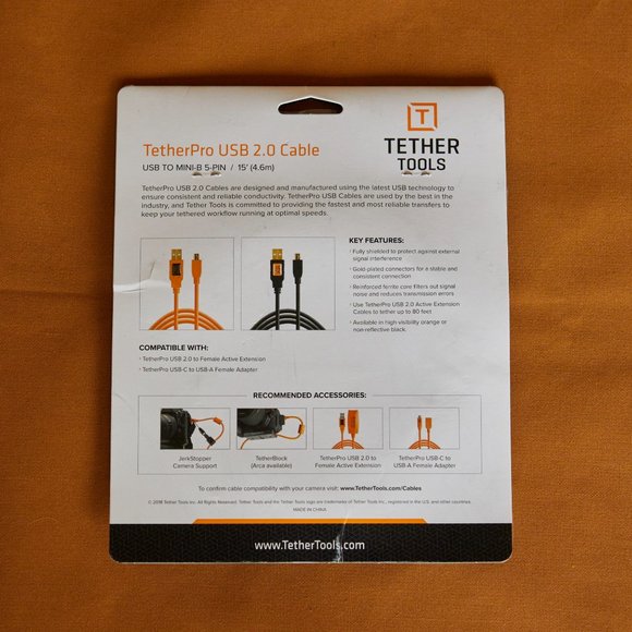 Tether Tools TetherPro USB 2.0 to Mini-B 5-Pin Cable | 15 ft - Picture 2 of 2